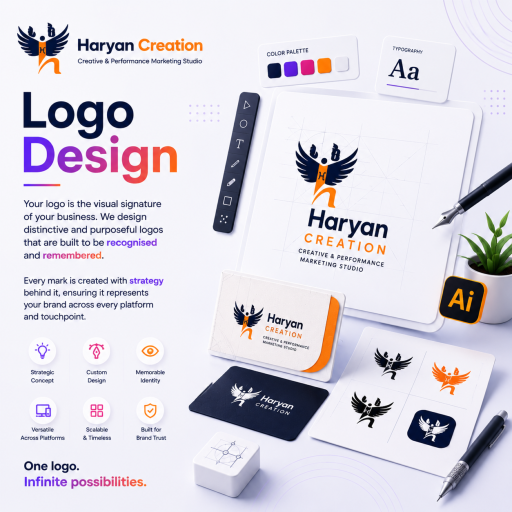 Strategic logo design by Haryan Creation creating distinctive, memorable and versatile brand marks for businesses.