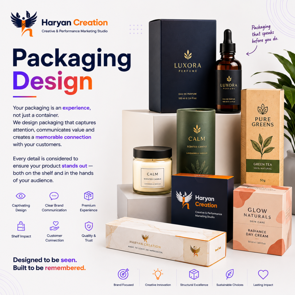 Creative packaging design for brands by Haryan Creation